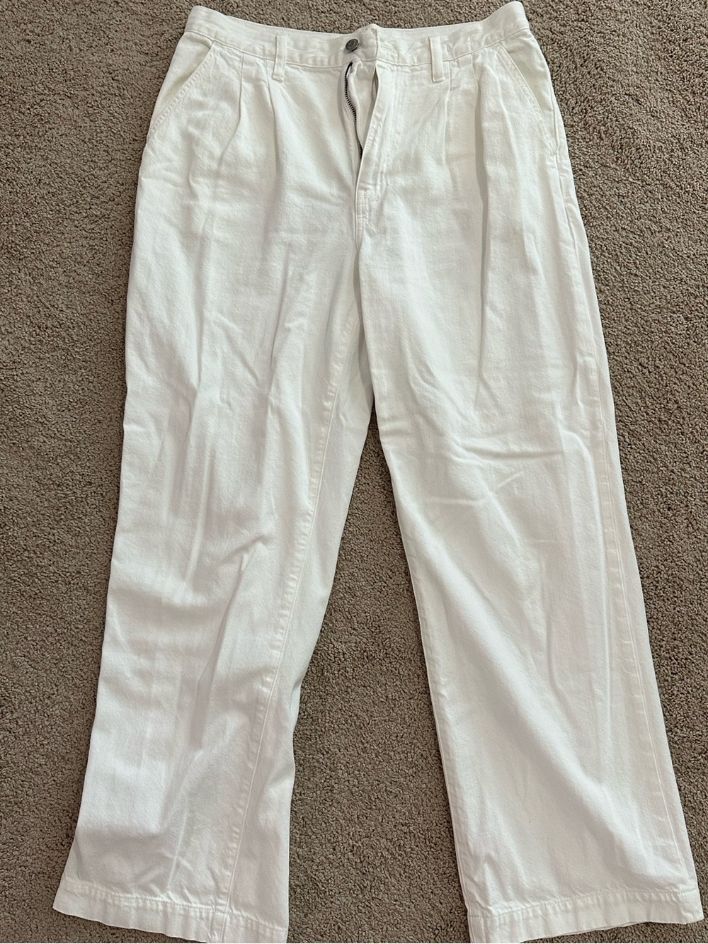 Madewell White Wide Leg Thin Denim Trousers